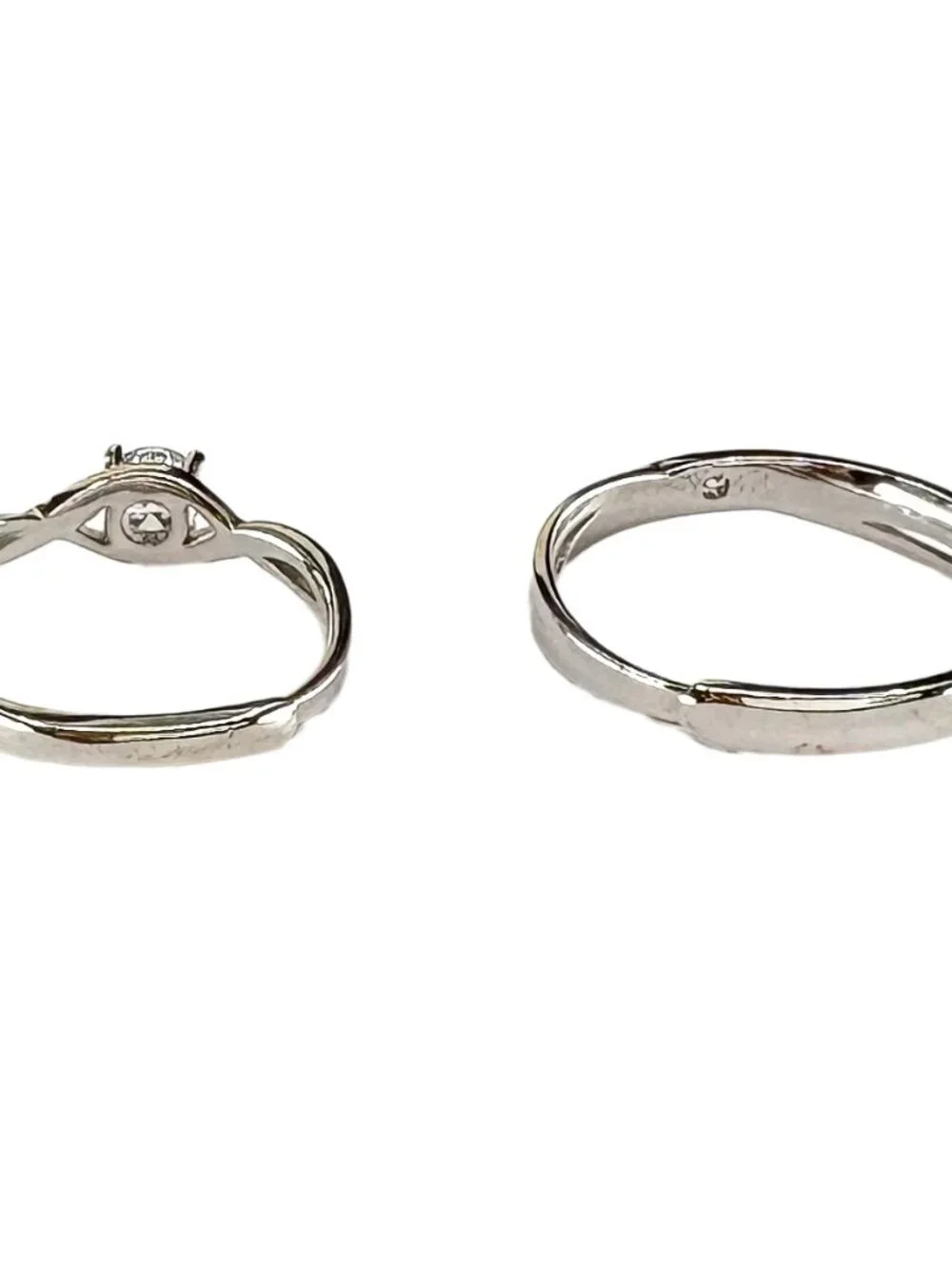 Solid 925 Sterling Silver Matching Couple Rings Set Adjustable His & Her
